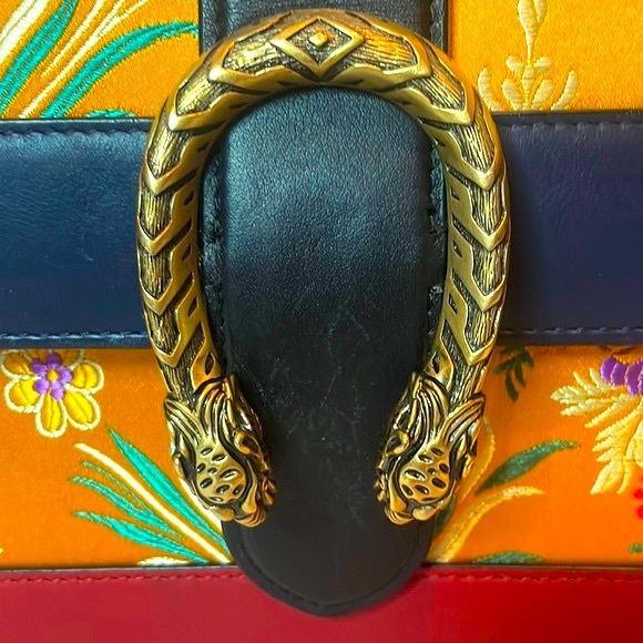 Gucci Satin Calfskin Bamboo Tokyo Jacquard Floral Dionysus Top Handle Bag Purse - Picture 6 of 17